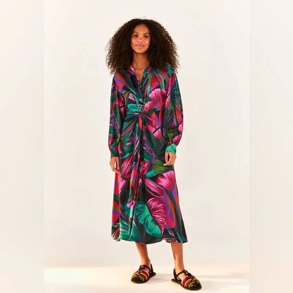 Farm Rio bead embellished printed twill midi dress • Small - Picture 6 of 9